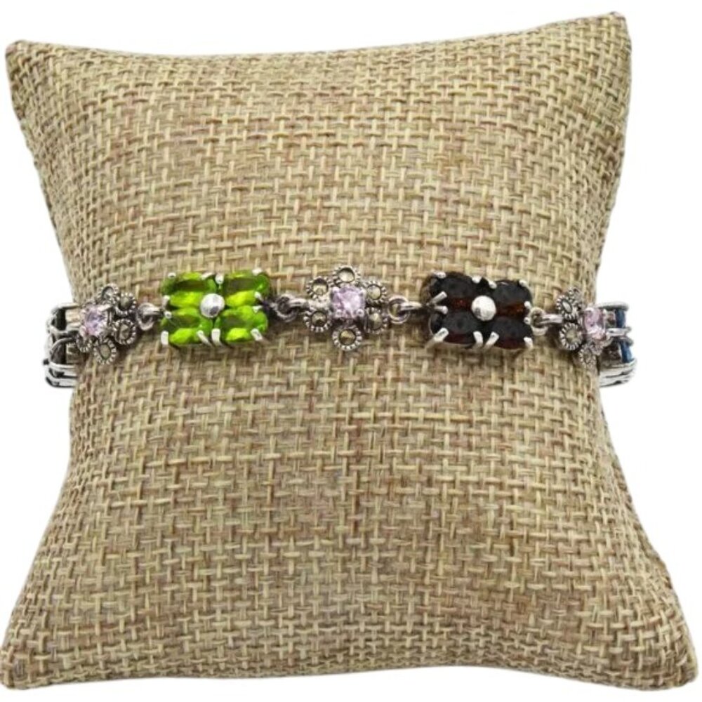 Semi-Precious Gemstone Link Tennis Bracelet